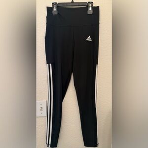 Adidas Black Leggings with White Stripes